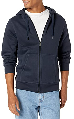 Amazon Essentials Chaqueta de Felpa con Cremallera Completa (Disponible en Tallas Grandes y Largos Especiales) Hombre, Azul Marino, L