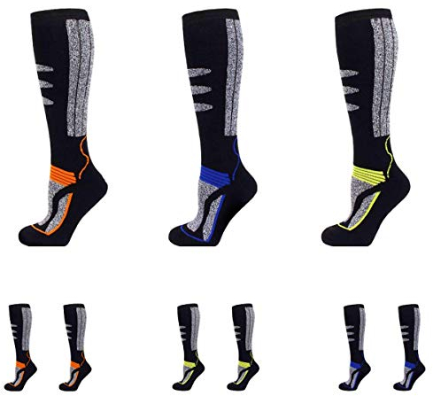 AlbTrade 3 Paar Kinder Damen Skisocken Ski Kniestrümpfe (35/38)