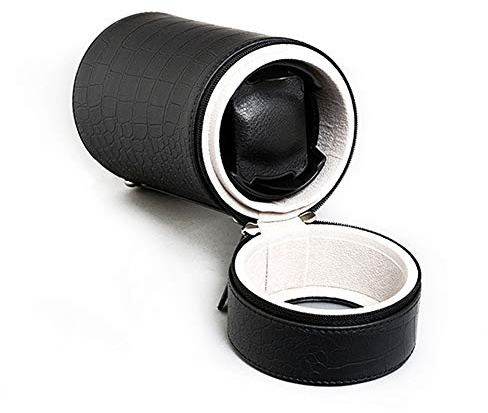 ZFF 1 Reloj Automático Cajas Giratorias para Relojes, Lujo Cuero de PU y Patrón de Cocodrilo, Giratorio Relojes Caja Watch Winder Motor Silencioso (Color : Black)