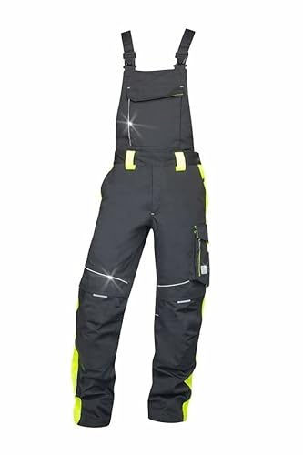 K&G Profi Latzhose AH6402 SCHWARZ/GELB NEON Herrenlatzhose Beruflatzhose Schutzlatzhose Arbeitslatzhose Sicherheitshose Herren Hose Arbeitshose (52)