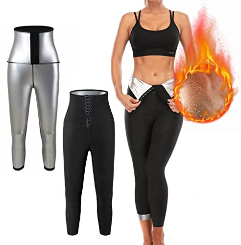 Maritown, Pantalon de Sudation Femmes, Legging de Sport à Taille Haute Noir pour Accélérer Transpiration, Lifting fesses, Obtenir Ventre Plat Anti Cellulite pour Minceur Fitness Jogging Yoga, L/XL
