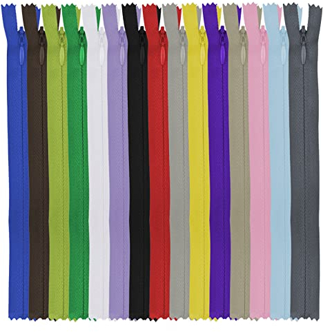 DOITEM 15 Farben Nylon Unsichtbar Reißverschlüsse, 60cm lang, 2.3cm breit für Kleidung Tasche Mäppchen Kissenbezug, 15 Stück