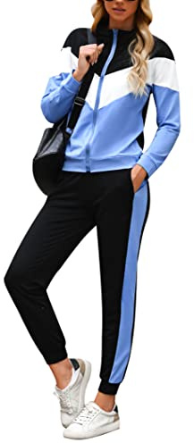 Marvmys Women's Zip Up Sweatsuit Set 2 Pieces Winter Jogger Set Long Sleeves Tracksuit Set