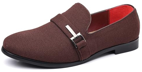 COSIDRAM Herren Loafers Slip on Schuhe Smoking Anzug Mokassins Kleid Freizeitschuhe für Männer Braun 43