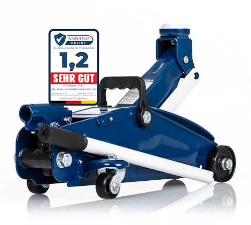 Cric idraulico NTG 2T (2000 kg) - Certificato TÜV - Cric mobile e manovrabile con struttura in acciaio, altezza di sollevamento 130-330 mm - Per autovetture, autoveicoli, cambio pneumatici