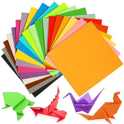 LUNAANA Doppelseitiges Origami Papier, 200 Blatt 15 x 15 cm Quadratisch, 70 g/m², 20 Farben, für DIY Basteln und Gestalten