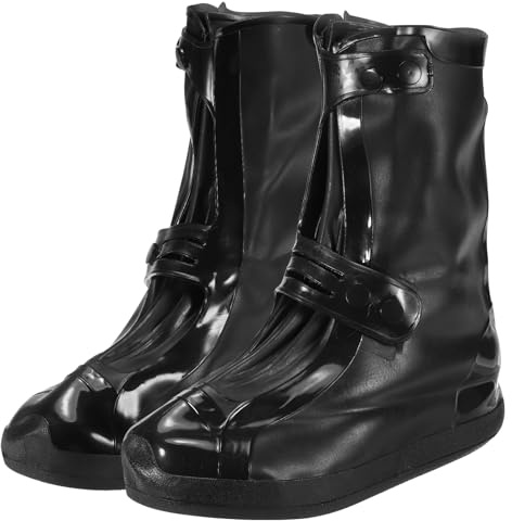 PATIKIL XXXL Silicone Rain Shoes Cover, 1 Pair Waterproof Non-Slip Reusable Overshoes Rain Galoshes Snow Boot Protector for Women Rainy Outdoor, Black