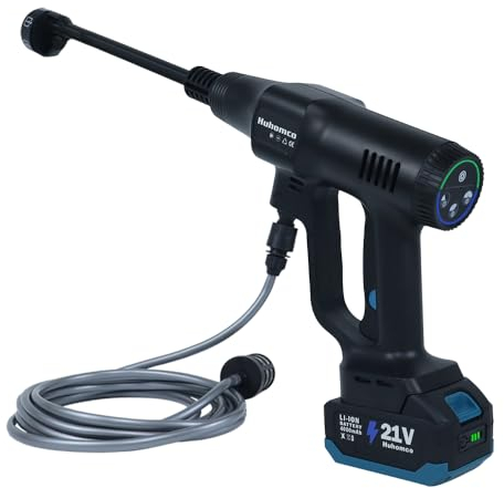 Akku Hochdruckreiniger mit 2 Akku 4.0Ah, 3-Gang-Modus Max 200Bar, Hydroplast Pressure Washer Druckreiniger Mobiler, Multifunktionale Mobiler Hochdruckreiniger mit 6-in-1 und 180° Drehbare Düse