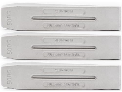 KOVA® 3X Profi ALU Spaltkeil Massiver Spaltkeil in Keilform aus Spezialaluminium für Holzspaltung Holz Spaltaxt Spalthammer Holzspalter Drehspaltkeil Drehkeil Spaltgranate Fällkeil Silber