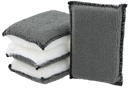 Naseom 4 Pezzi Spugna multiuso, Spugna per Pulizia Interni Auto, Spugne Lavabili Riutilizzabili per Auto, Spugna in Microfibra Parabrezza, per Casa, Cucina, Auto, Vetri, Pavimenti