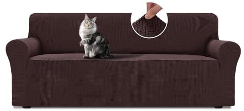 BellaHills Funda Sofa 3 Plazas, Fundas Ajustables,Fundas Sofa Elasticas,Protector Sofa Gatos Arañazo y Perros Mascotas, Marrón