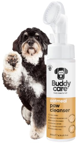 Buddycare Dog Paw Cleaner Oatmeal Scented 200ml - No Rinse, Waterless Paw Cleaner for Dogs - Gentle Solution for Muddy Paws, Suitable for All Breeds - Convenient and Easy to Use Pet Grooming