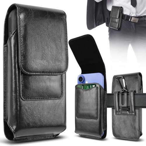 GINNGA Leather Mobile Phone Belt Pouch Holster for iPhone 17 Pro Max 16 Pro Max 15 14 13 & Samsung Galaxy S24 Ultra S23 S22 A15 A35 -Belt Pouches for Mobile Phone Case with Belt Clip