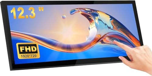 wisecoco Monitor touchscreen da 12,3 pollici IPS 1920 x 720 Stretched Bar LCD Mini Touch Screen Monitor Secondary Screen Portable Display HDMI for Laptop PC Temperature Aida64 Monitoring