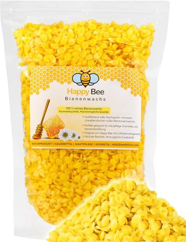 Cera d’api pura al 100% | Cera d'api naturale | Pastiglie di cera | Pastiglie ideali per cosmetici naturali, produzione di candele e panni – Beeswax (500 Grammi)
