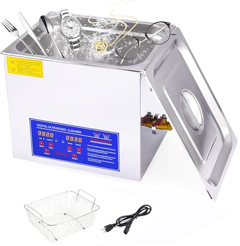 Nettoyeur à ultrasons, machine de nettoyage à ultrasons de 6,5 L pour disques vinyles, lave-disques, nettoyeur professionnel à ultrasons pour pièces métalliques, verres et disques.