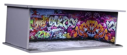 TTETTZ Estuche Expositor para Modelos de Autos Coleccionables Caja de Exhibición con Luces Led Puerta Acrílica Escenario de Estacionamiento Útil para Colecci, Muro de Grafitis