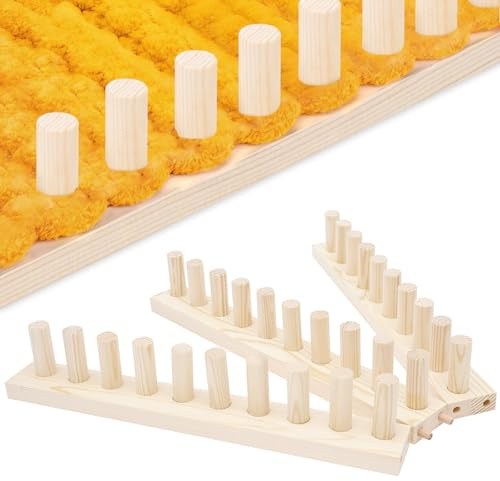 46 Chunky Knit Blanket Frame, Wooden Knitting Frame for Beginners DIY Throws Blankets, Adjustable Size Hand Knitting Kit & No Needles Required