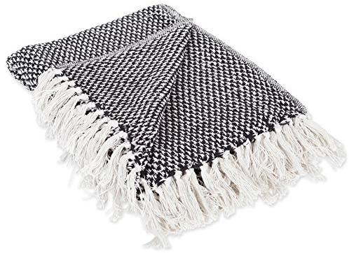 DII 100% Cotton Basket Weave Throw for Indoor/Outdoor Use Camping Bbq's Beaches Everyday Blanket, 50 x 60, Black