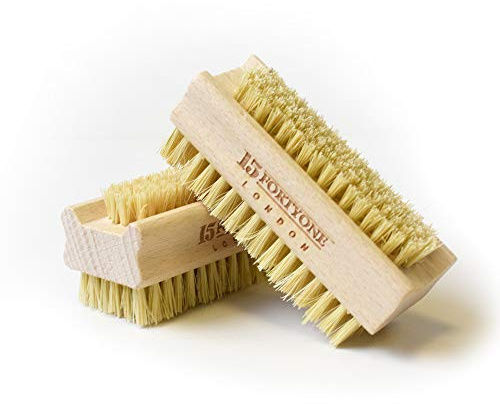1541 London Beechwood Wooden Nail Brush with Firm Cactus Bristle (2 pack)