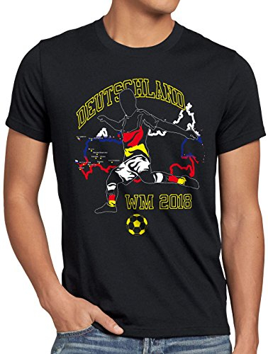 style3 WM 2018 Deutschland Herren T-Shirt Fußball Weltmeisterschaft Trikot Germany, Größe:M, Farbe:Schwarz