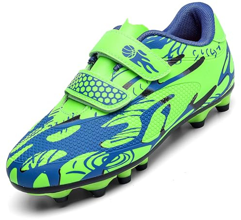 Unitysow Kids Football Boots Boys Girls Astro Turf Trainers Football Shoes Teens Athletics Sport Soccer Shoes Indoor Outdoor Sneakers Unisex Children,Green,2 UK