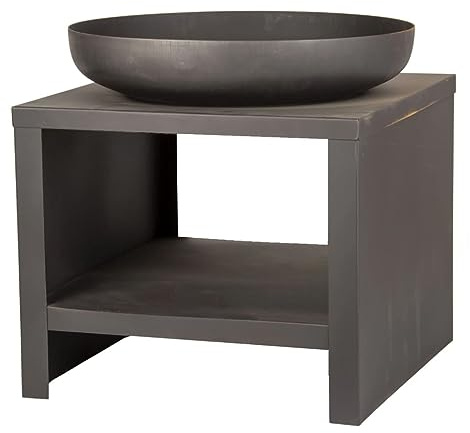 Eldskål 60 cm + träfack svart