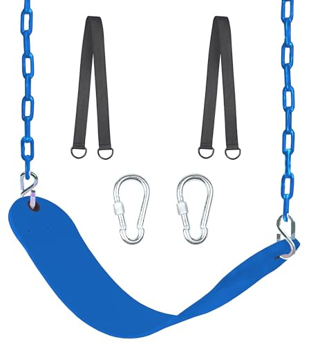 NOSTIFY Swing Seat, 66 Heavy Duty Coated Iron Chain Sensory Swing, Therapy Swing Seat,Outdoor Playground Swing Set Accessories with Snap Hooks and Hanging Straps (Blue)