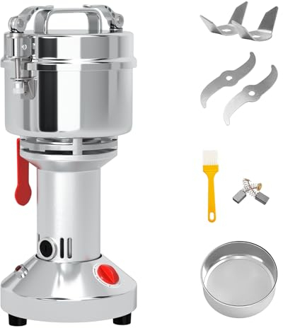 WXFKLDJ Mulino Elettrico per Cereali 700G Macinino Elettrico Ad Alta velocità per Cereali Macinaspezie Commerciale in Acciaio Inossidabile 30-300 Mesh 28000 Giri/Min Ideale per Erbe Aromatiche