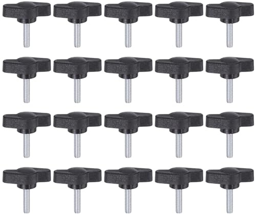 QUARKZMAN 20 pezzi pomelli a farfalla viti per orecchio M4 x 16 mm filettatura maschio standard a T in plastica, impugnature a mano, viti per orecchio, nero