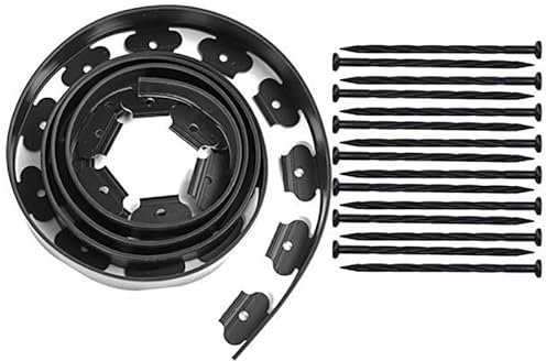 Bordatura for prato, bordatura for prato 5 m, barriera for giardino, prato, bordatura in plastica, paesaggio con 15 picchetti di ancoraggio solidi, facile da installare, inserto for bordatura fissa fo