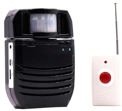 Waytronic PIR Infrared Motion Sensor Activated Sound Player Loudspeaker Alarm Motion Detector for Door Greeter Welcome Guests Entry Alert and Sales Advertising, (Black)