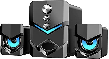 kosingna D-222 Computer Speaker with Subwoofer USB-Powered 2.1 Stereo Speakers with LED Light 3.5mm o Input for PC Laptop