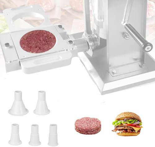 Pressa per Hamburger, Hamburger Pressing Maker con 5 Tubi adattatori, Macchina per Hamburger Automatica, Smash Burger Press, Processore per la Formatura di Hamburger per Tritacarne