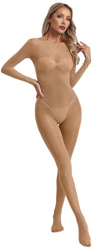 CHICTRY Bodystocking Sexy Lingerie per Donna Catsuit Jumpsuit a Manica Lunga Nylon Babydoll Bodysuit Erotico Abbigliamento da Notte Biancheria Intima Nudo Taglia unica
