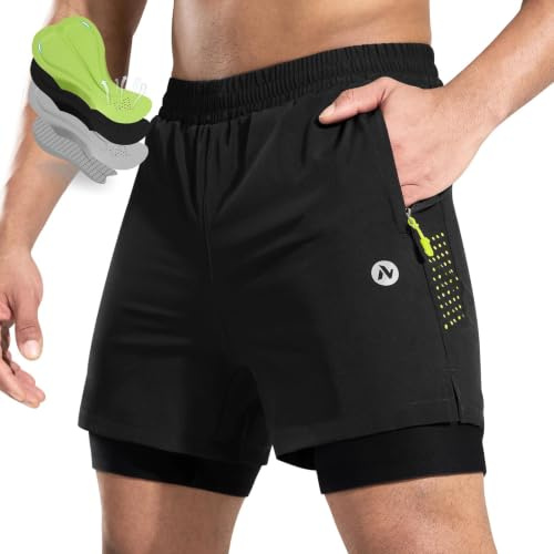 Nepest Short de VTT pour homme court - Short de VTT rembourré 4D - Pantalon de vélo avec poche loose - Respirant - Séchage rapide, noir/gris, L