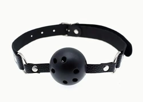 Premium Black Ball Gag Adult - Breathable Silicone Bondage Gag - BDSM Set Adult Toy - Soft Rubber Ball Gag - Ideal Bondage Gear/BDSM Equipment - Perfect for Role Play & Fetish