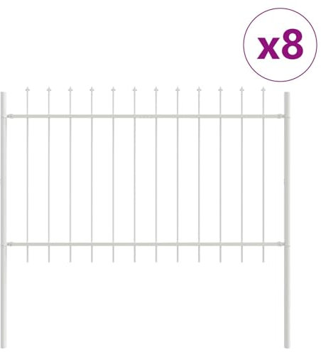 vidaXL Rechteckige Zaunpaneele aus pulverbeschichtetem Stahl Set aus 8 für sicheres Fencing im Garten, Patio, Außenbarrieren, modernes Design, robust, Metallgrenze für Haus und Grundstück
