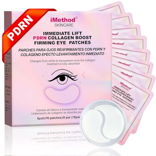 iMethod PDRN Collagen Boost Eye Patches – Under Eye Mask, Instant Lift Eye Mask per ridurre le linee sottili, rinforzare sotto gli occhi per cerchi scuri, occhi gonfi, 8 paia