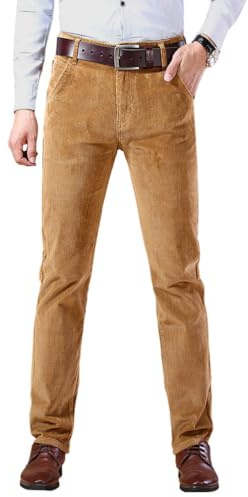 Oanviso Homme Pantalon en Velours Hiver Chaud Chino Pantalons avec Poches Vintage Baggy Élastique Business Doux Jambe Large Pants de Costume Coupe Droite