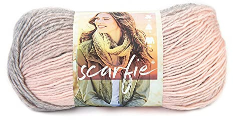 Lion Brand Yarn (1 Skein) Scarfie Bulky Yarn, Pink/Silver