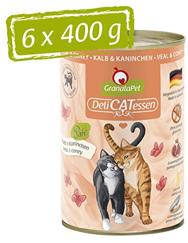 GranataPet Delicatessen - Lot de 6 boîtes de 400 g de Nourriture Humide pour Chats et Lapins - sans céréales et sans Sucre ajoutés