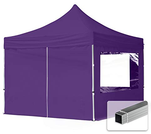 TOOLPORT Carpa Plegable Pabellón Carpa Plegable 3x3m - 4 Partes Laterales Pabellón ALU PES300 Carpa Party Techo 100% Purpura