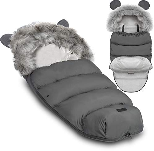 Babyfußsack Kinderwagenfußsack Schlaffußsack Kinderwagen Fußsack Winterfußsack Elmi 95 x 45 cm Ricokids (grau)