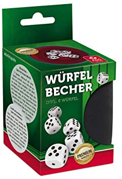 Ass Würfelbecher aus Kunstleder und Kunststoff mit Filzeinlage inklusive 6 Würfel, 22506645, Yellow