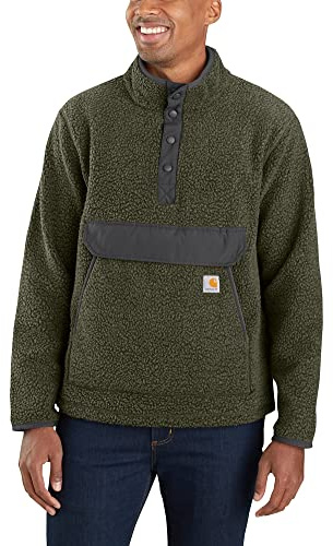 Carhartt RELAXED FIT FLEECE PULLOVER, Giacca in Pile, Uomo, Basil Heather, L