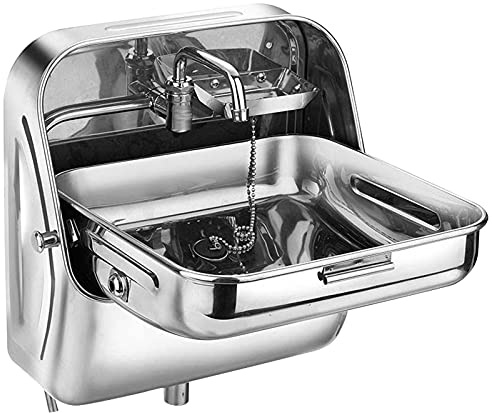Stainless Steel Wall-Mounted Single Bowl Sink Wash Basin Thick Small Sink Corner for Kitchen Bathroom Lavatory (Style H)