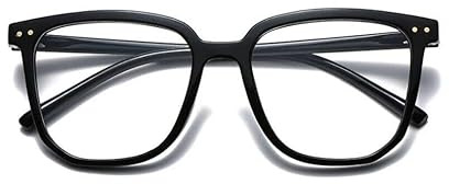 TECH-LINE-DIRECT Unisex Oversized Square Fashion Clear Lense Glasses For Men And Women (Black Frame + Clear Lens)