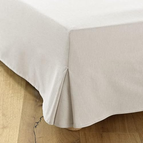 Betthusse 160x200 Beige – 4 Rüschen von 30 cm für Bett 160 x 200 cm – Bettüberwurf 160 x 200 cm – Bezug für Lattenrost 160 x 200 cm – Bettvolant