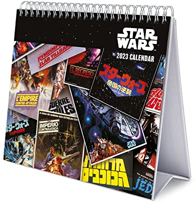 Grupo Erik skrivbordskalender 2023 – Star Wars klassisk kalender 2023 bordskalender – bordskalender 2023 liggande format – bordskalender 2023 att ställa in – FSC-certifierad – officiell licens